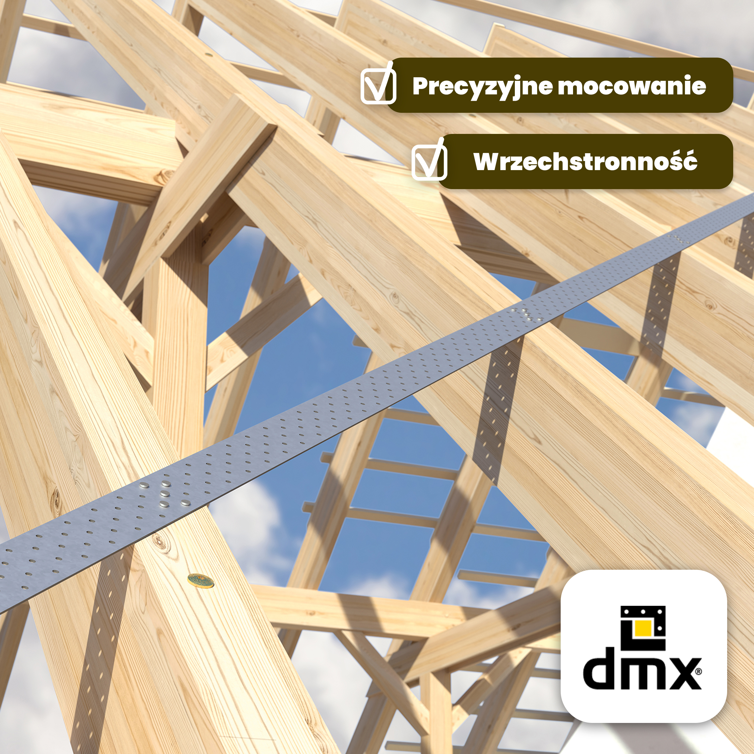 Taśma ciesielska konstrukcyjna stalowa perforowana - 10 m | TM 3